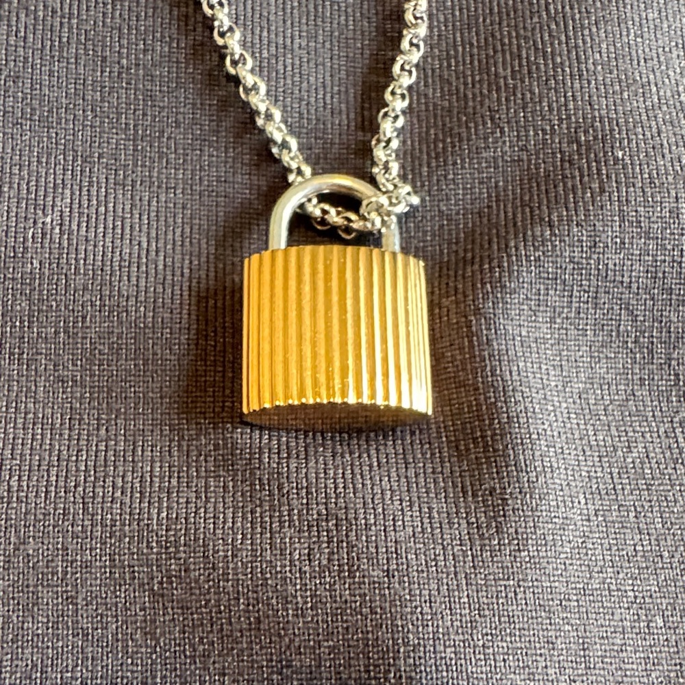 Michael Kors Gold and Silver Padlock Pendant Necklace - Picture 4 of 4